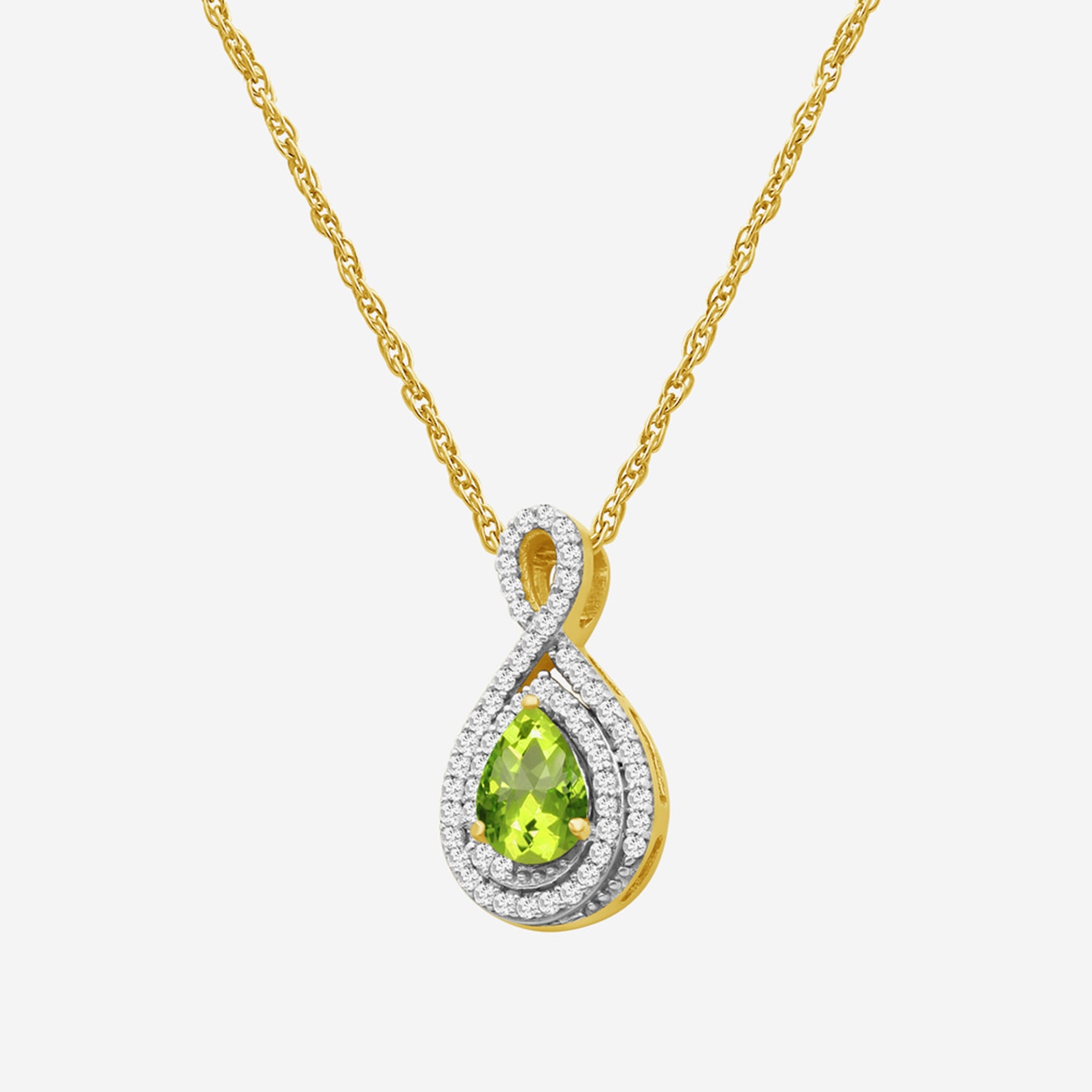 Womens 1/6 CT. T.W. Genuine Green Peridot 10K Gold Pear Pendant