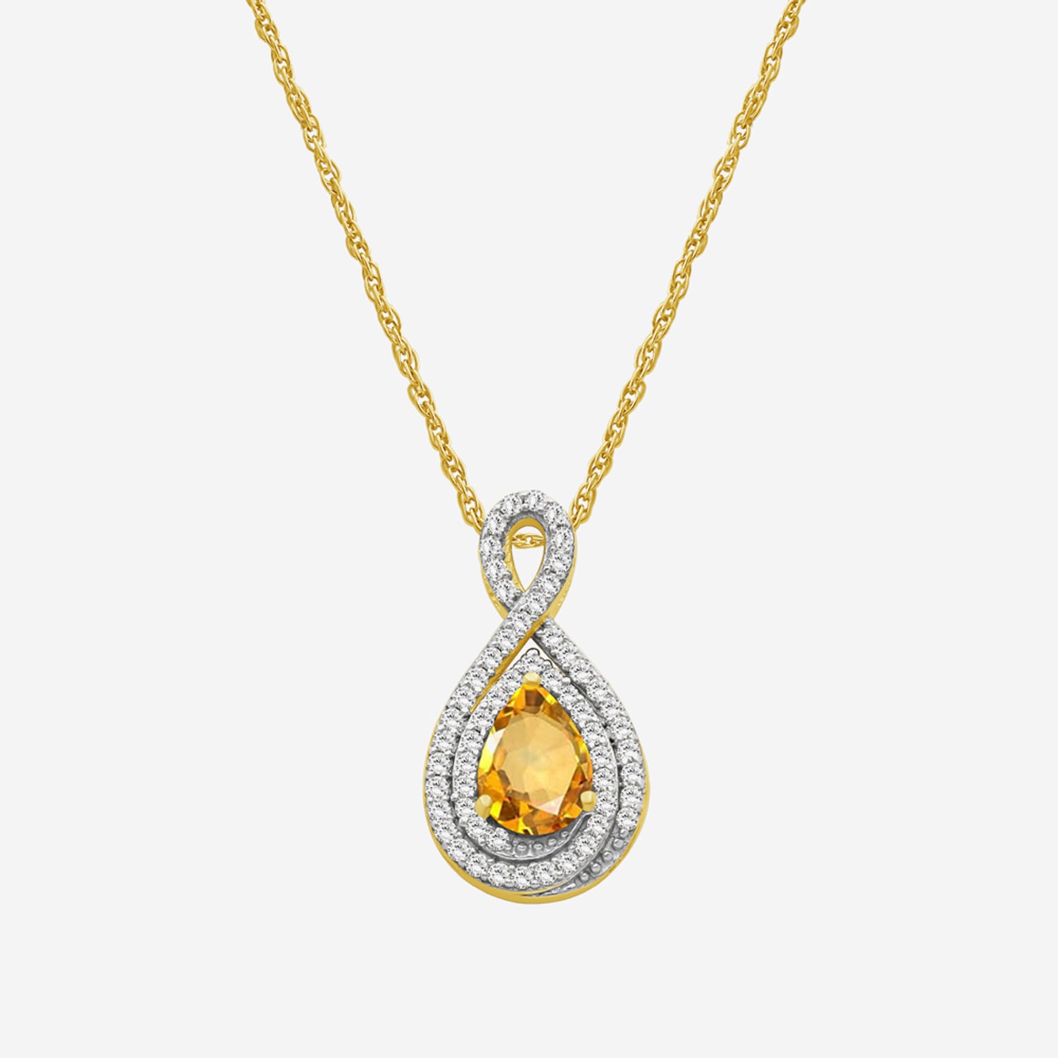 Womens 1/6 CT. T.W. Genuine Yellow Citrine 10K Gold Pear Pendant
