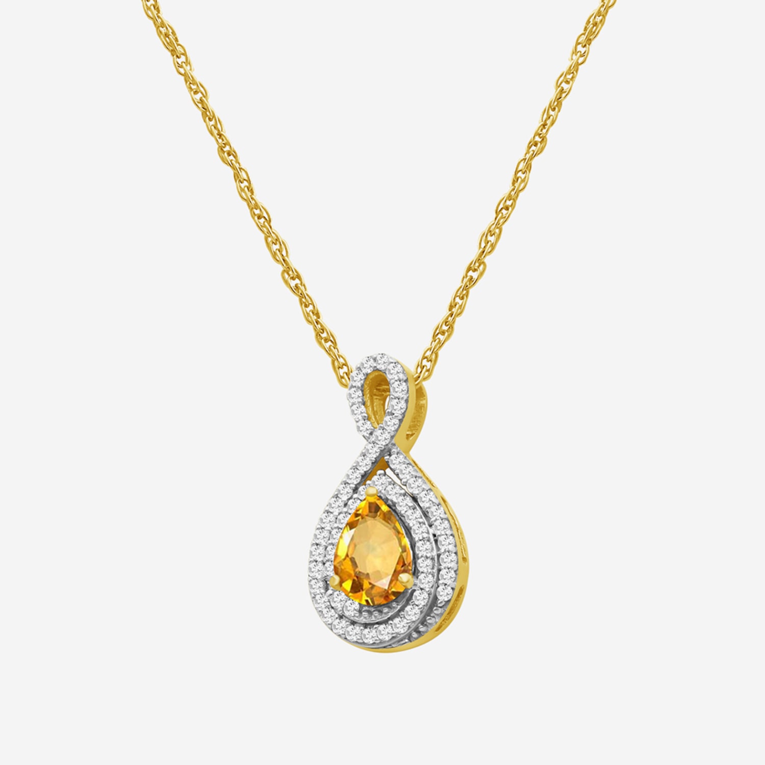 Womens 1/6 CT. T.W. Genuine Yellow Citrine 10K Gold Pear Pendant