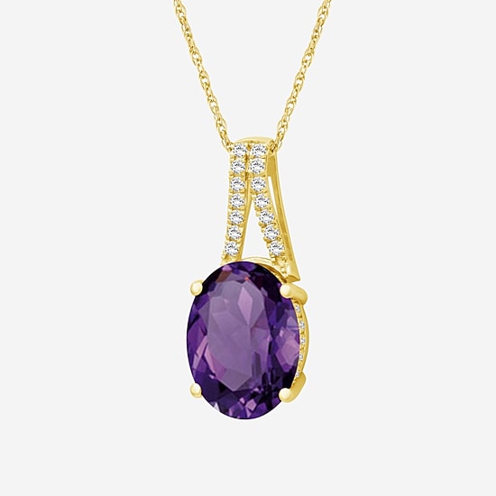 Womens Genuine Gemstone 14K Gold Over Silver Oval Pendant