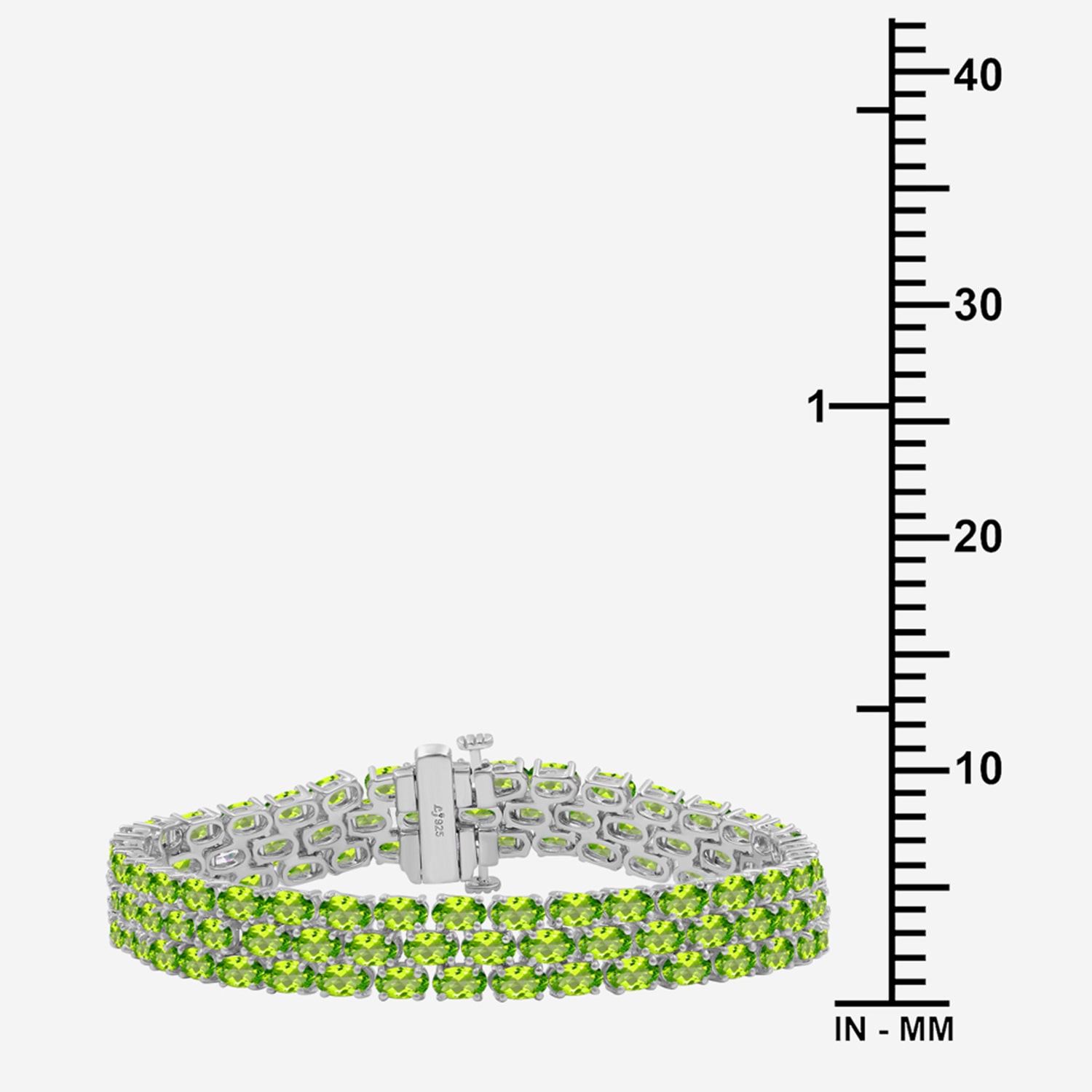 Womens Genuine Green Peridot Sterling Silver Tennis Bracelet
