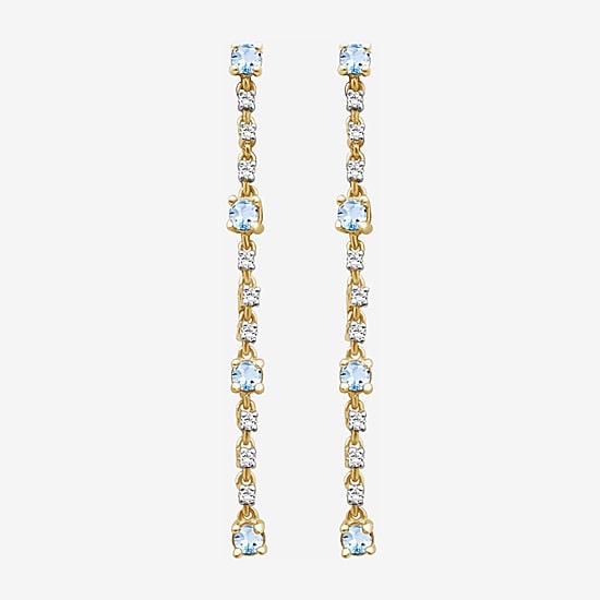 (I-J / I2-I3) Womens Diamond Accent Genuine Gemstone 10K Gold Hypoallergenic Drop Earrings