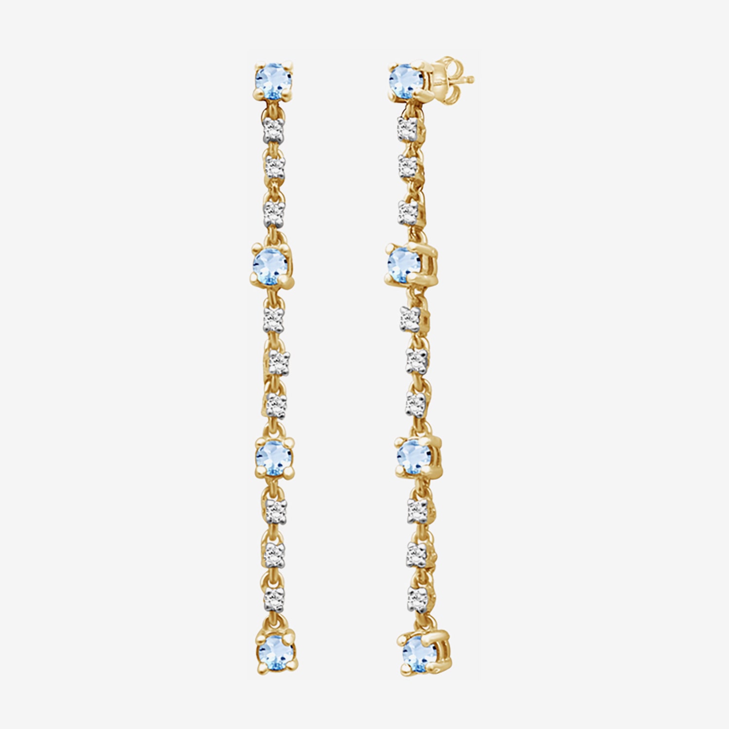 (I-J / I2-I3) Womens Diamond Accent Genuine Blue Topaz 10K Gold Hypoallergenic Drop Earrings