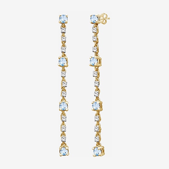 (I-J / I2-I3) Womens Diamond Accent Genuine Gemstone 10K Gold Hypoallergenic Drop Earrings