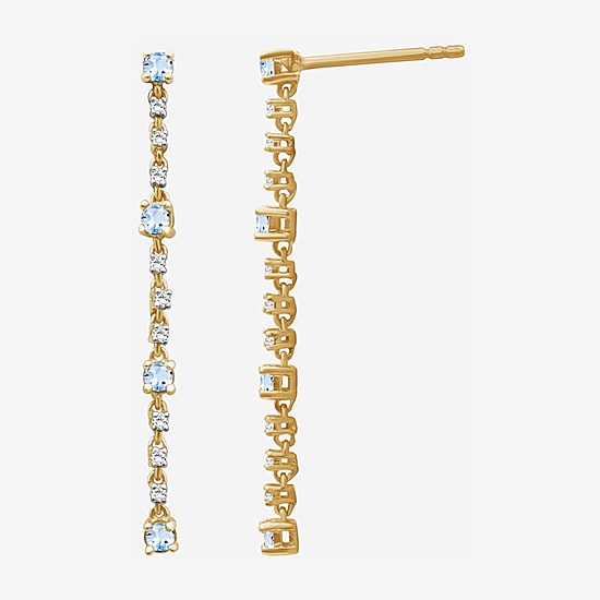 (I-J / I2-I3) Womens Diamond Accent Genuine Gemstone 10K Gold Hypoallergenic Drop Earrings