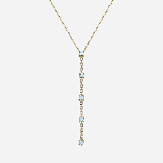 (I-J / I2-I3) Womens Genuine Gemsotne 10K Gold Hypoallergenic 18 Inch Y Necklace