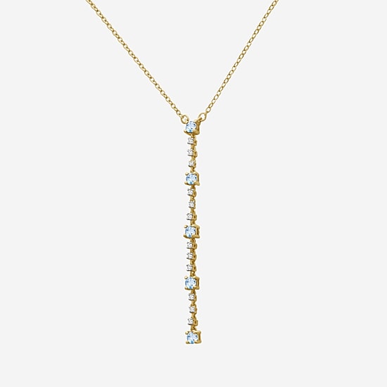 (I-J / I2-I3) Womens Genuine Gemsotne 10K Gold Hypoallergenic 18 Inch Y Necklace