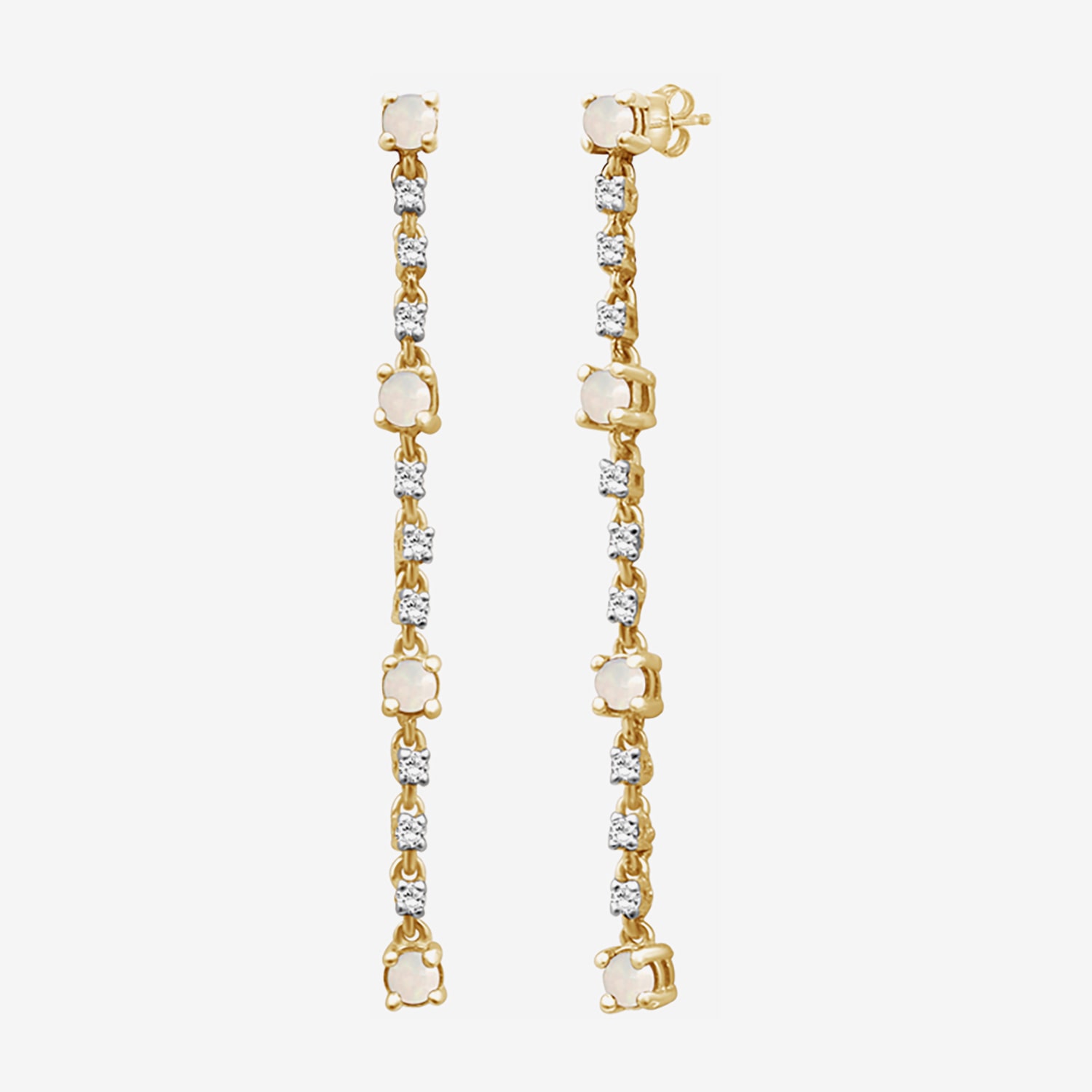 (I-J / I2-I3) Womens Diamond Accent Genuine White Opal 10K Gold Hypoallergenic Drop Earrings