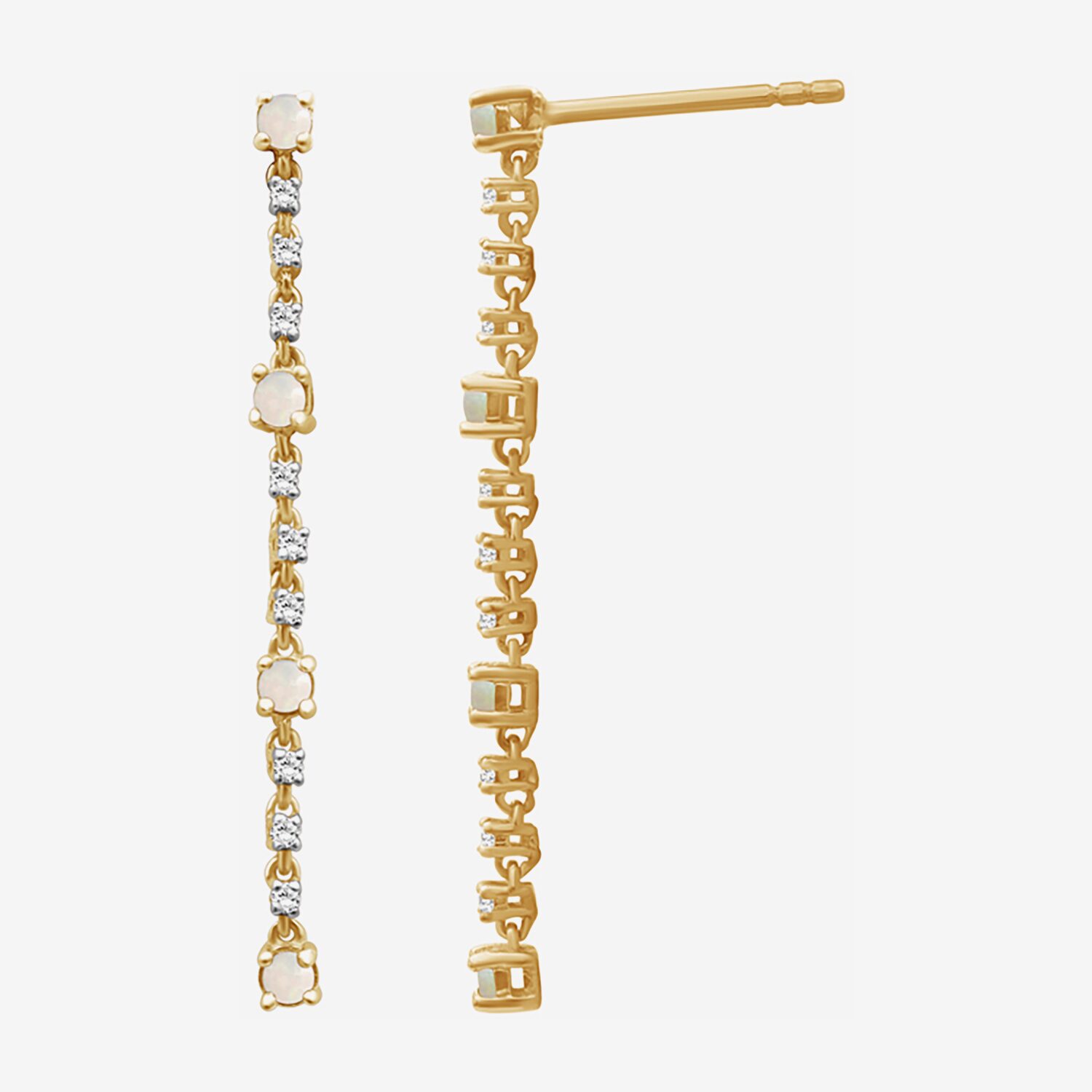 (I-J / I2-I3) Womens Diamond Accent Genuine White Opal 10K Gold Hypoallergenic Drop Earrings