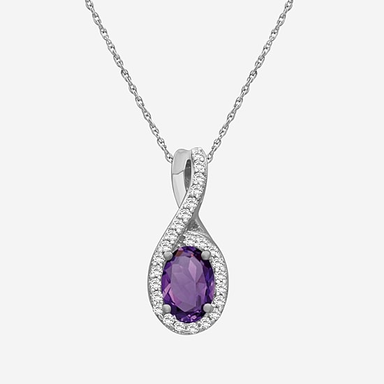 Womens 1/10 CT. T.W. Genuine Gemstone 10K White Gold Infinity Pendant