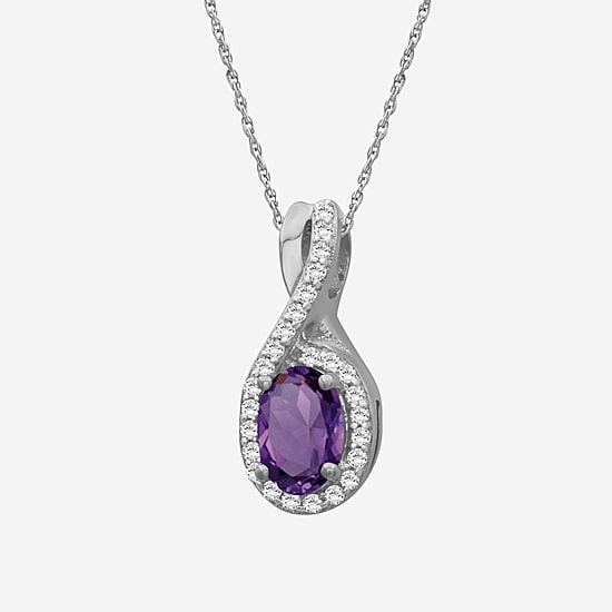 Womens 1/10 CT. T.W. Genuine Gemstone 10K White Gold Infinity Pendant