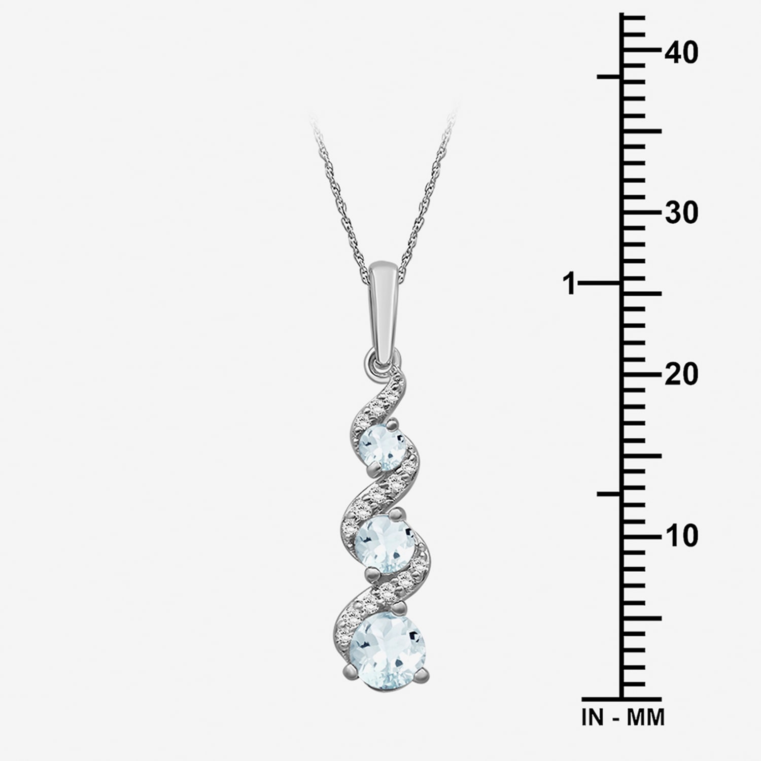 Womens Diamond Accent Genuine Blue Aquamarine 10K Gold Pendant