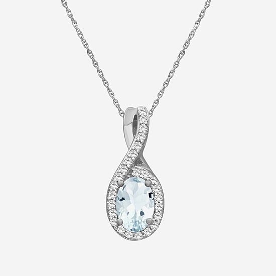 Womens 1/10 CT. T.W. Genuine Blue Aquamarine 10K Gold Infinity Pendant