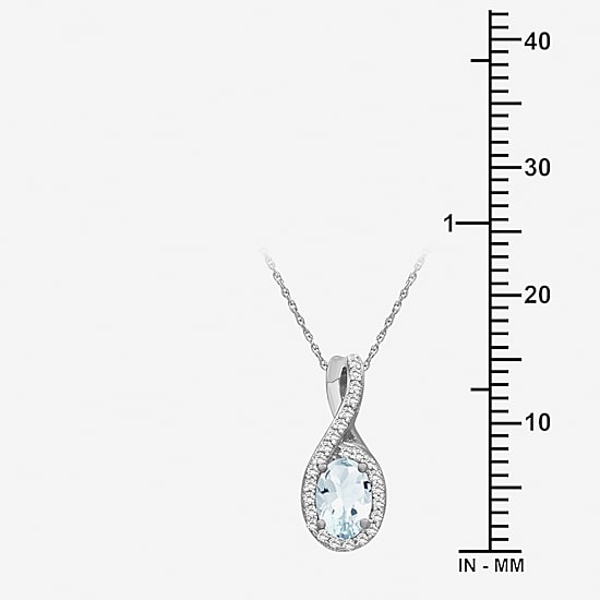 Womens 1/10 CT. T.W. Genuine Blue Aquamarine 10K Gold Infinity Pendant