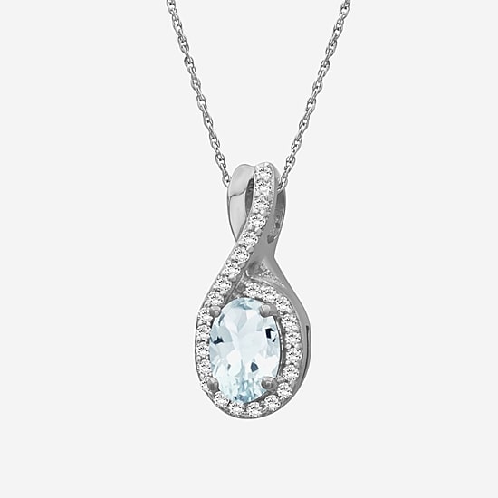 Womens 1/10 CT. T.W. Genuine Blue Aquamarine 10K Gold Infinity Pendant