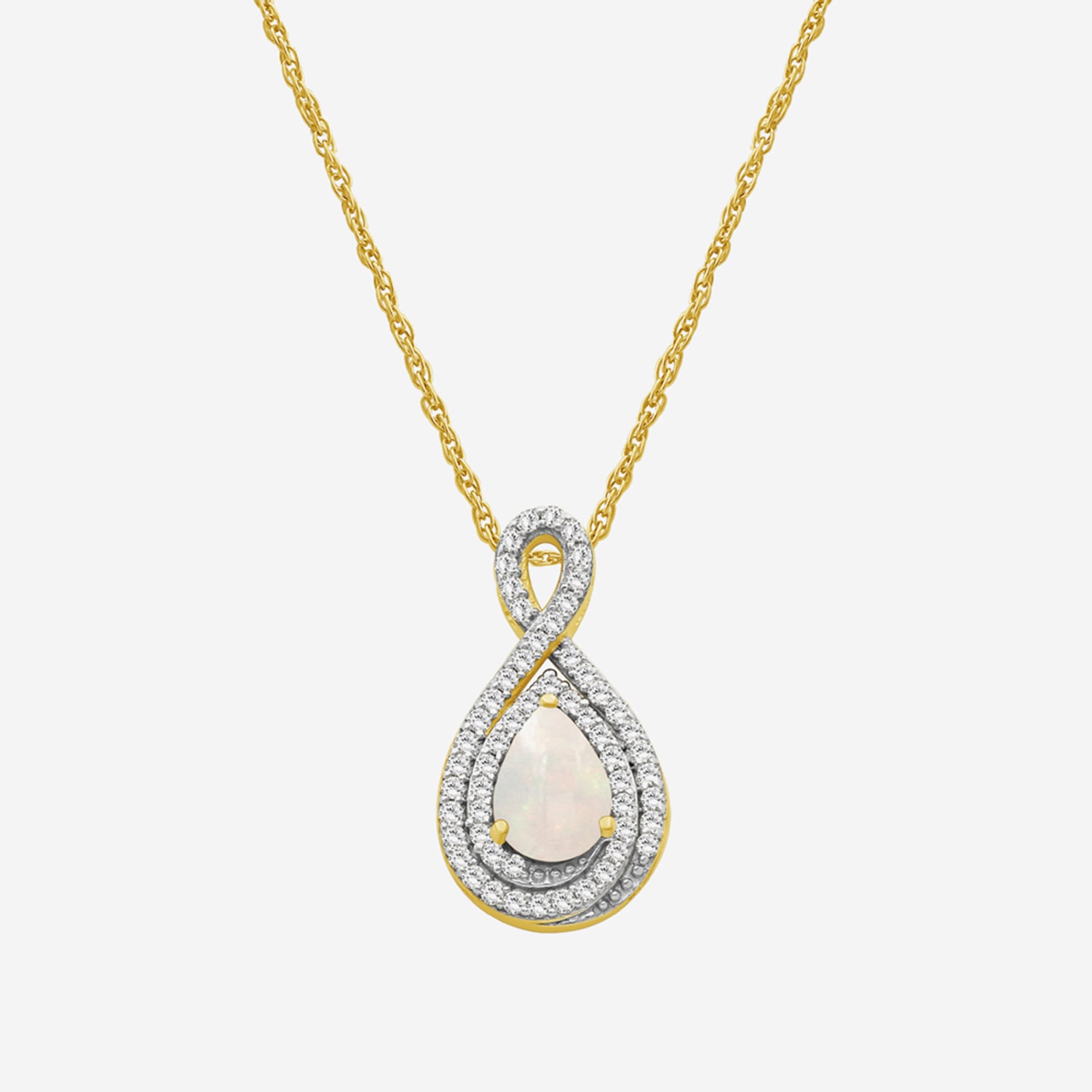 Womens 1/6 CT. T.W. Genuine White Opal 10K Gold Pear Pendant