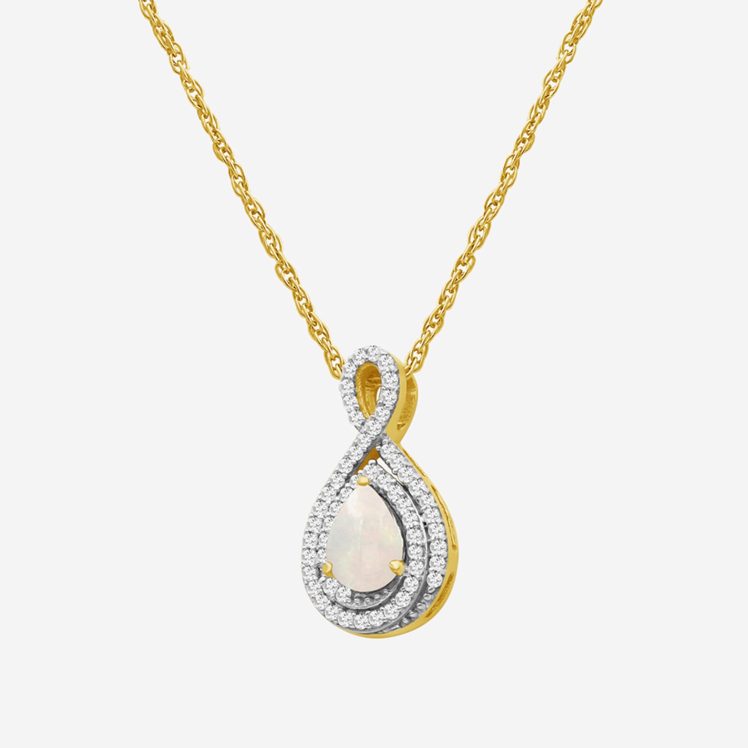 Womens 1/6 CT. T.W. Genuine White Opal 10K Gold Pear Pendant