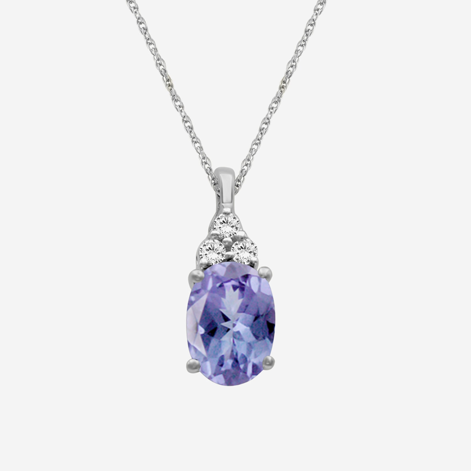 Womens Diamond Accent Genuine Blue Tanzanite 10K Gold Oval Pendant