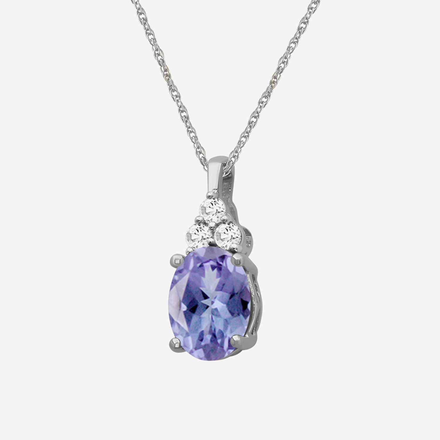 Womens Diamond Accent Genuine Blue Tanzanite 10K Gold Oval Pendant