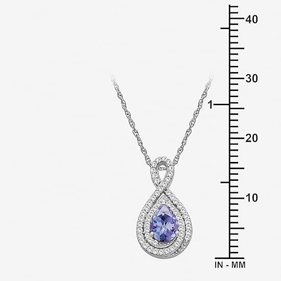 Womens 1/6 CT. T.W. Genuine Gemstone 10K White Gold Pear Pendant
