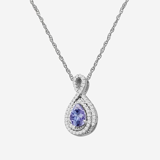 Womens 1/6 CT. T.W. Genuine Gemstone 10K White Gold Pear Pendant