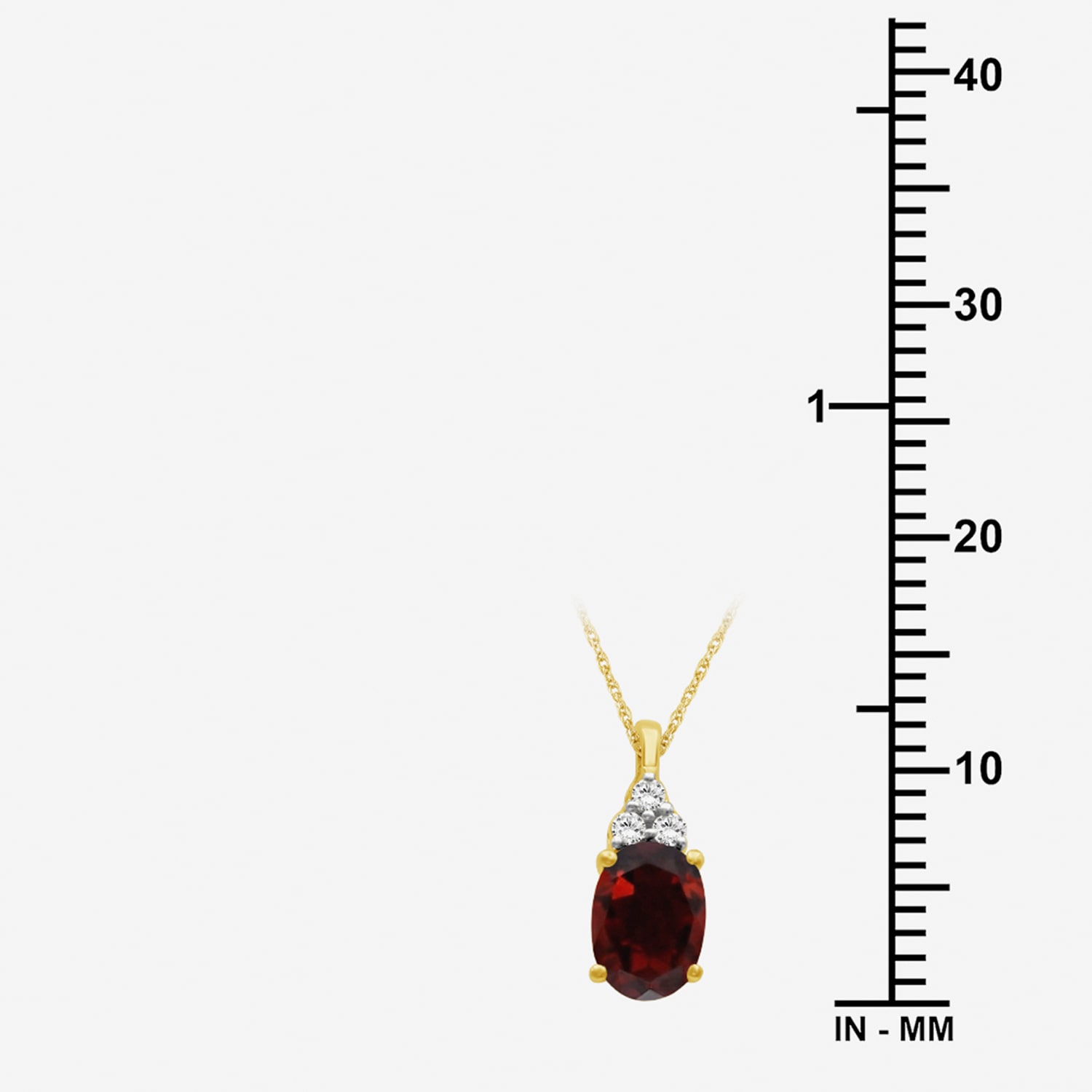 Womens Diamond Accent Genuine Red Garnet 10K Gold Oval Pendant