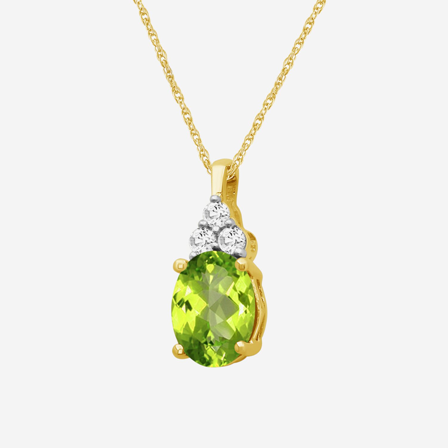 Womens Diamond Accent Genuine Green Peridot 10K Gold Oval Pendant