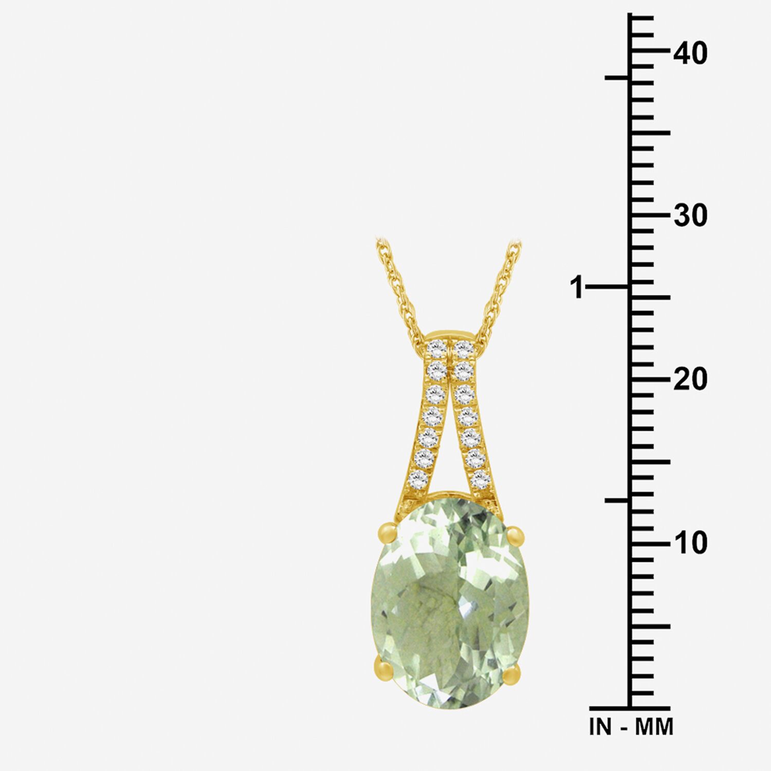 Womens Genuine Green Amethyst 14K Gold Over Silver Oval Pendant