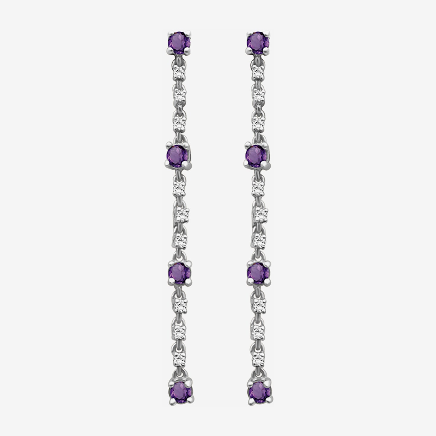 (I-J / I2-I3) Womens Diamond Accent Genuine Purple Amethyst 10K Gold Hypoallergenic Drop Earrings