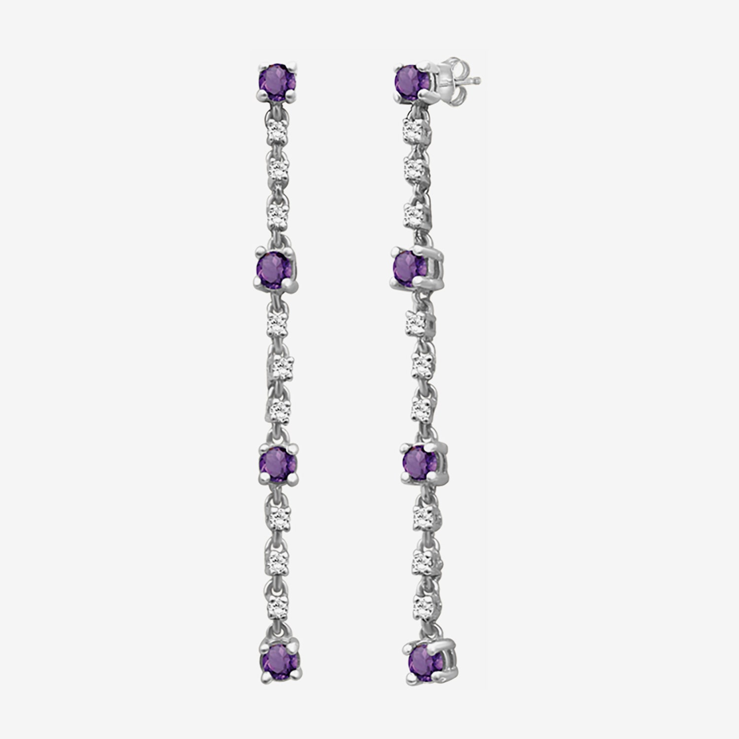 (I-J / I2-I3) Womens Diamond Accent Genuine Purple Amethyst 10K Gold Hypoallergenic Drop Earrings
