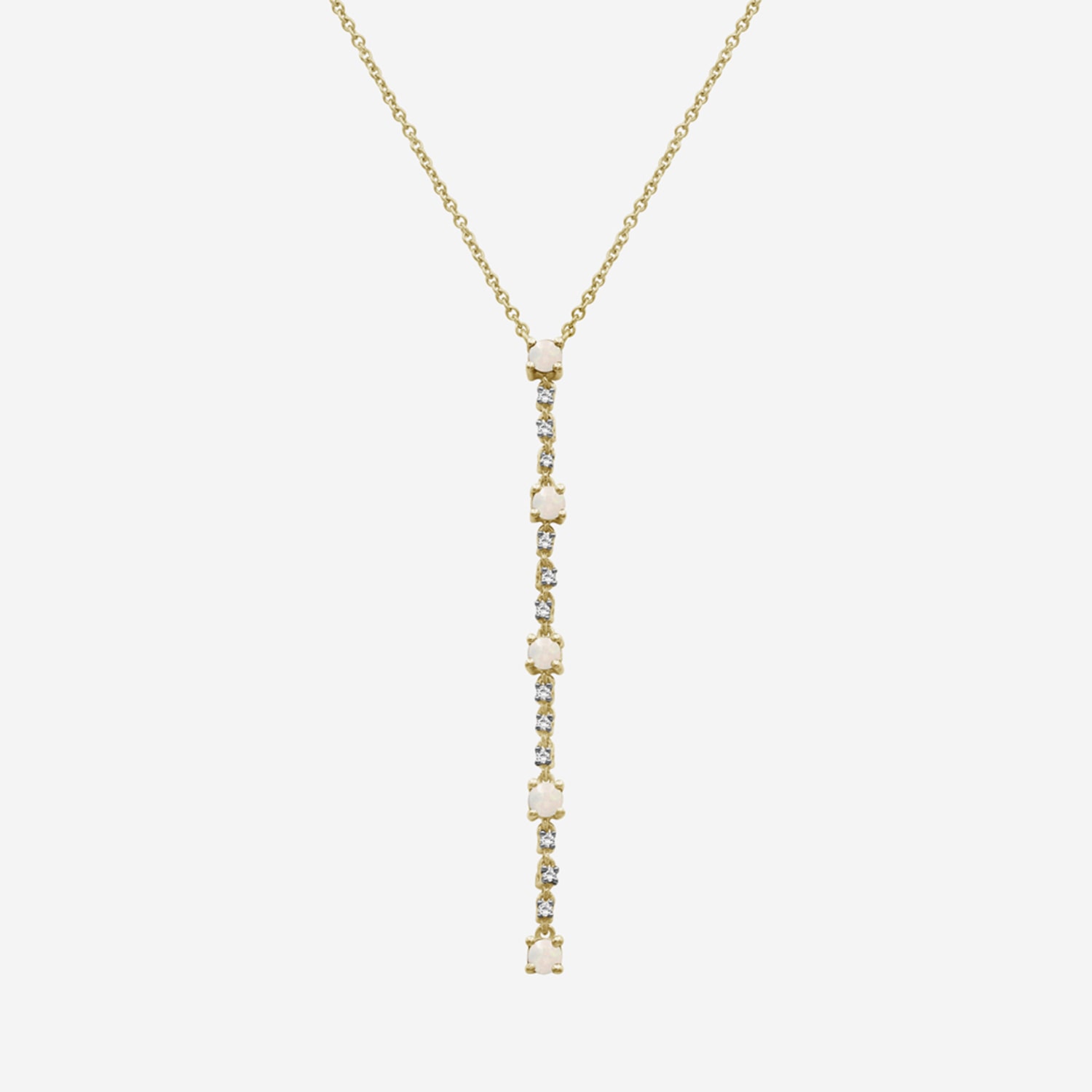 (I-J / I2-I3) Womens White Opal 10K Gold Hypoallergenic 18 Inch Y Necklace