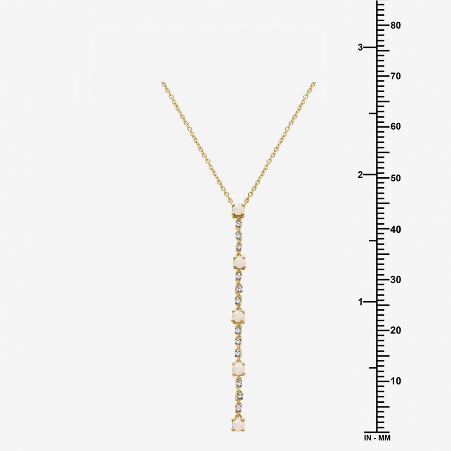 (I-J / I2-I3) Womens White Opal 10K Gold Hypoallergenic 18 Inch Y Necklace