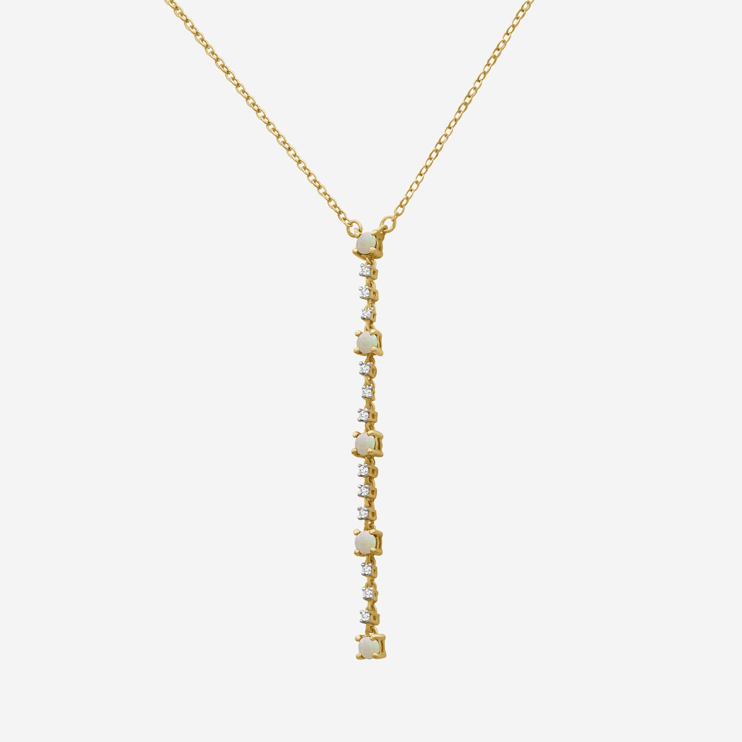 (I-J / I2-I3) Womens White Opal 10K Gold Hypoallergenic 18 Inch Y Necklace