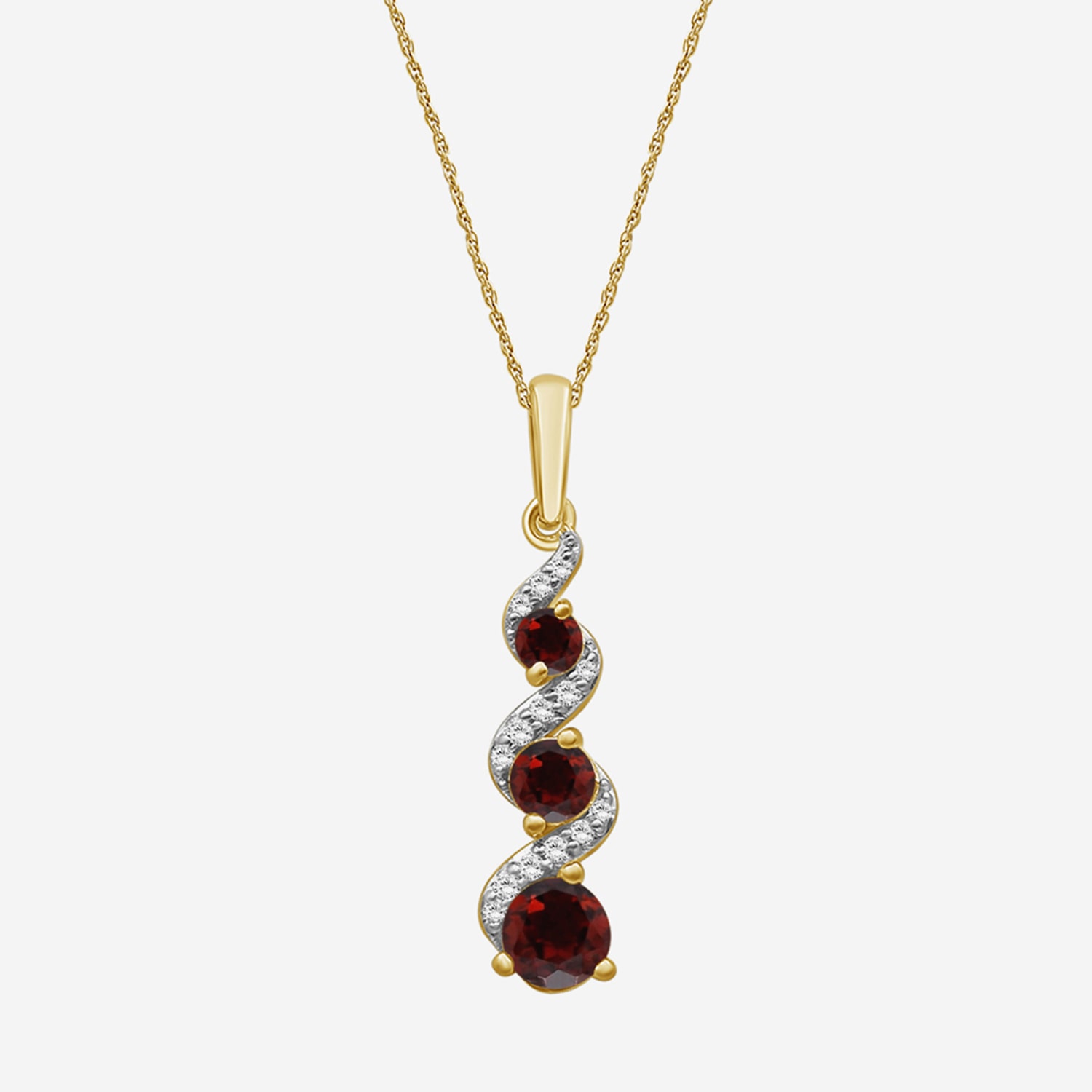 Womens Diamond Accent Genuine Red Garnet 10K Gold Pendant
