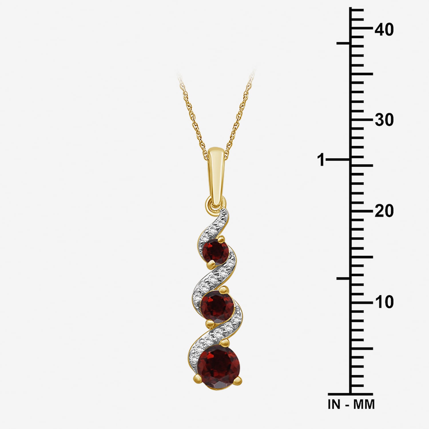 Womens Diamond Accent Genuine Red Garnet 10K Gold Pendant