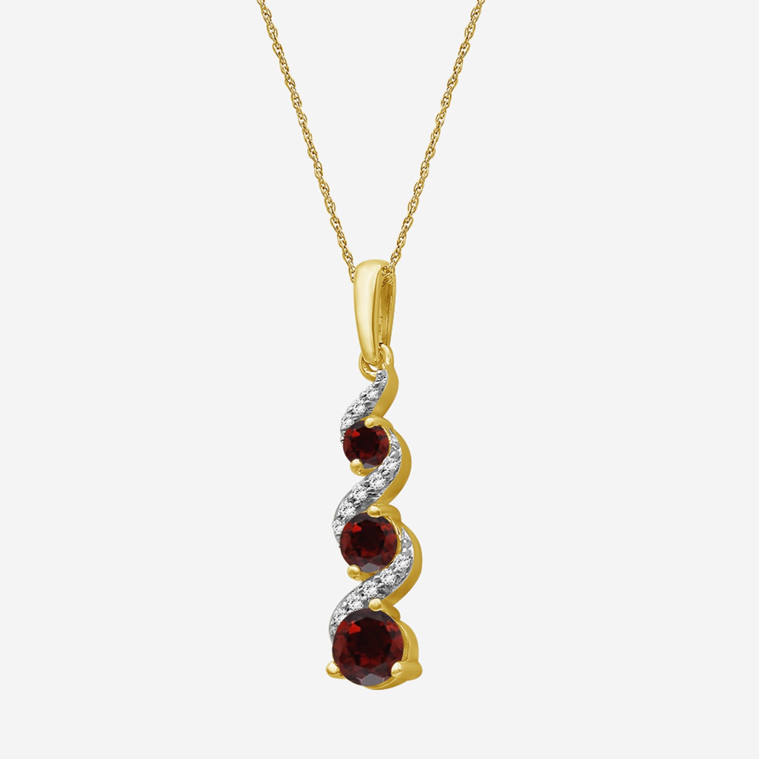 Womens Diamond Accent Genuine Red Garnet 10K Gold Pendant
