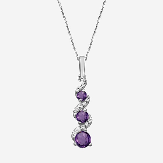 Womens Diamond Accent Genuine Gemstone 10K White Gold Pendant