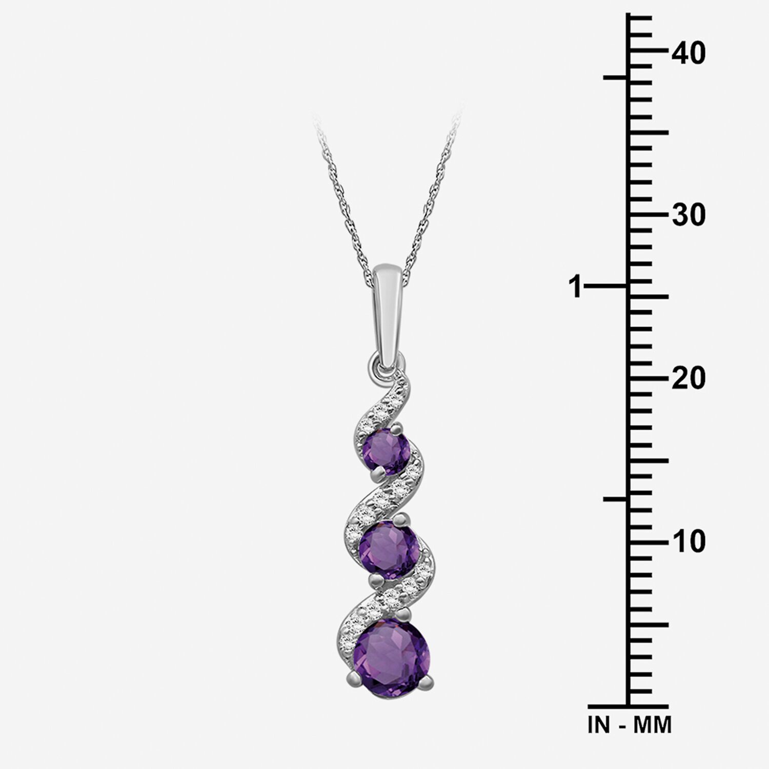 Womens Diamond Accent Genuine Purple Amethyst 10K Gold Pendant