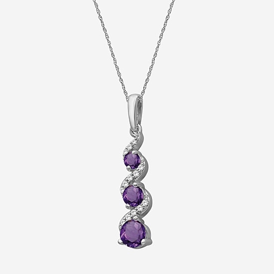 Womens Diamond Accent Genuine Gemstone 10K White Gold Pendant
