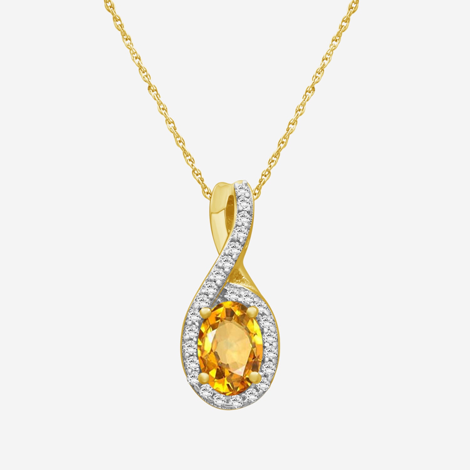 Womens 1/10 CT. T.W. Genuine Yellow Citrine 10K Gold Infinity Pendant