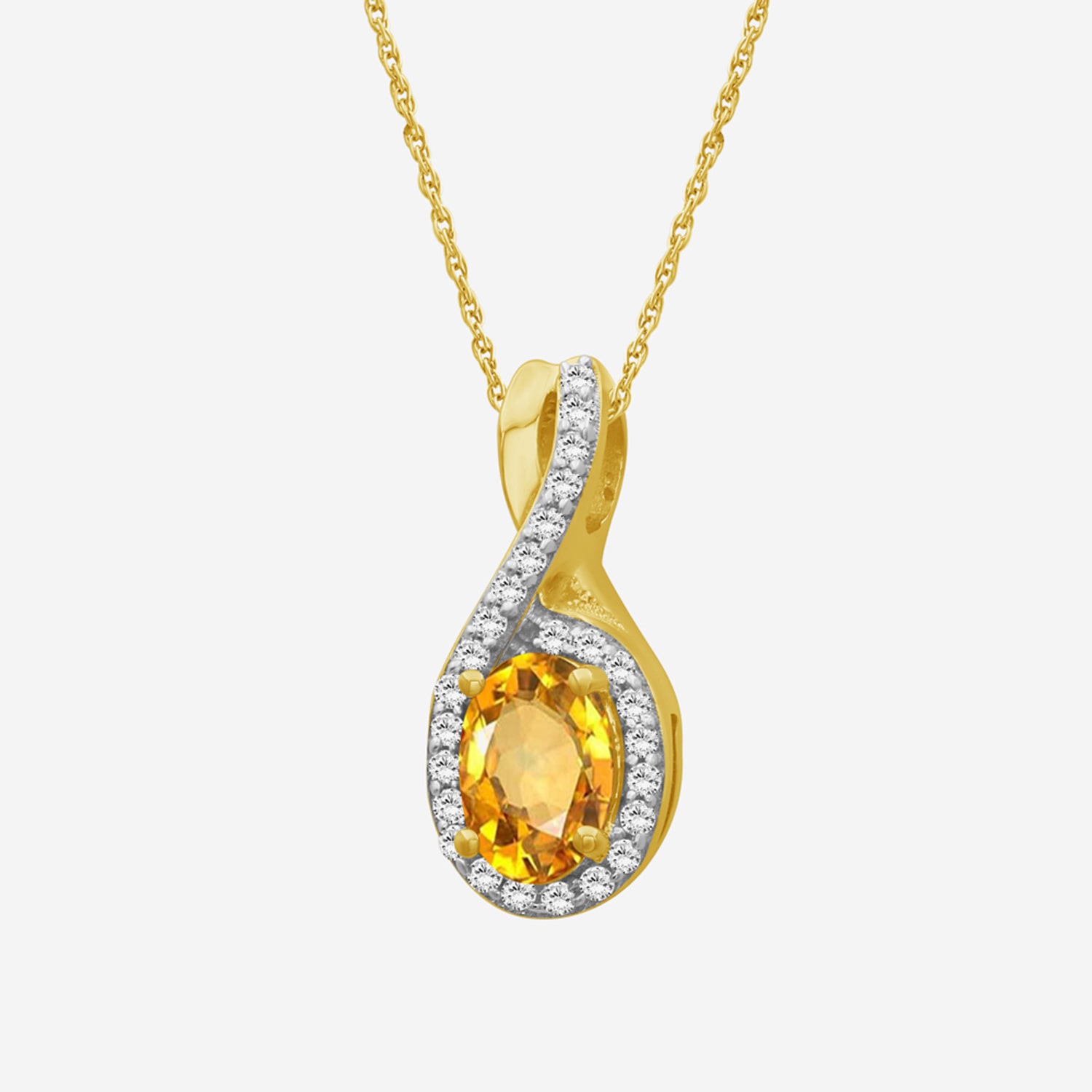 Womens 1/10 CT. T.W. Genuine Yellow Citrine 10K Gold Infinity Pendant