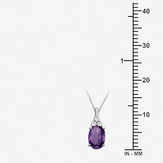 Womens Diamond Accent Genuine Gemstone 10K White Gold Oval Pendant