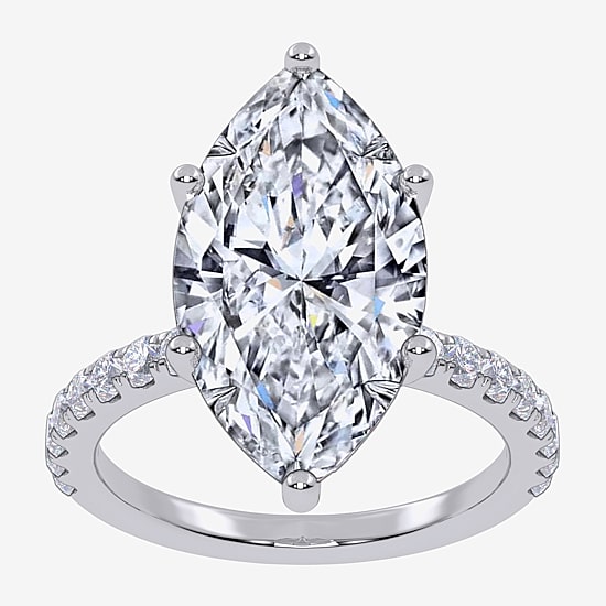 Signature By Modern Bride (F-G / Vs2-Si1) Womens 5 1/2 CT. T.W. Lab Grown White Diamond 10K Gold Marquise Side Stone Engagement Ring