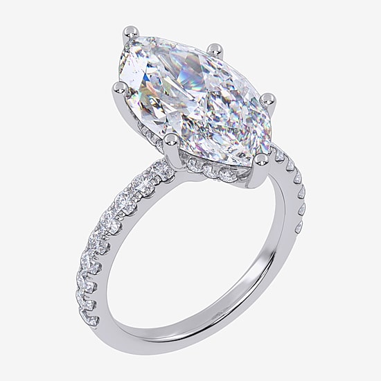 Signature By Modern Bride (F-G / Vs2-Si1) Womens 5 1/2 CT. T.W. Lab Grown White Diamond 10K Gold Marquise Side Stone Engagement Ring