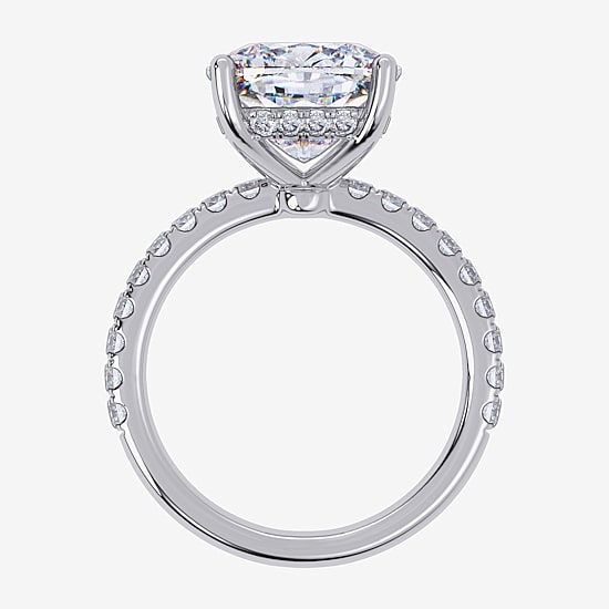 Signature By Modern Bride (F-G / Vs2-Si1) Womens 5 1/2 CT. T.W. Lab Grown White Diamond 10K Gold Cushion Side Stone Engagement Ring