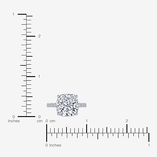 Signature By Modern Bride (F-G / Vs2-Si1) Womens 5 1/2 CT. T.W. Lab Grown White Diamond 10K Gold Cushion Side Stone Engagement Ring