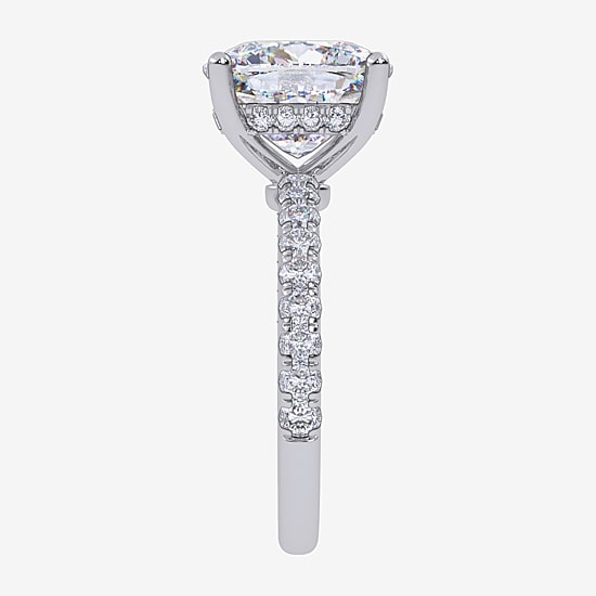 Signature By Modern Bride (F-G / Vs2-Si1) Womens 5 1/2 CT. T.W. Lab Grown White Diamond 10K Gold Cushion Side Stone Engagement Ring