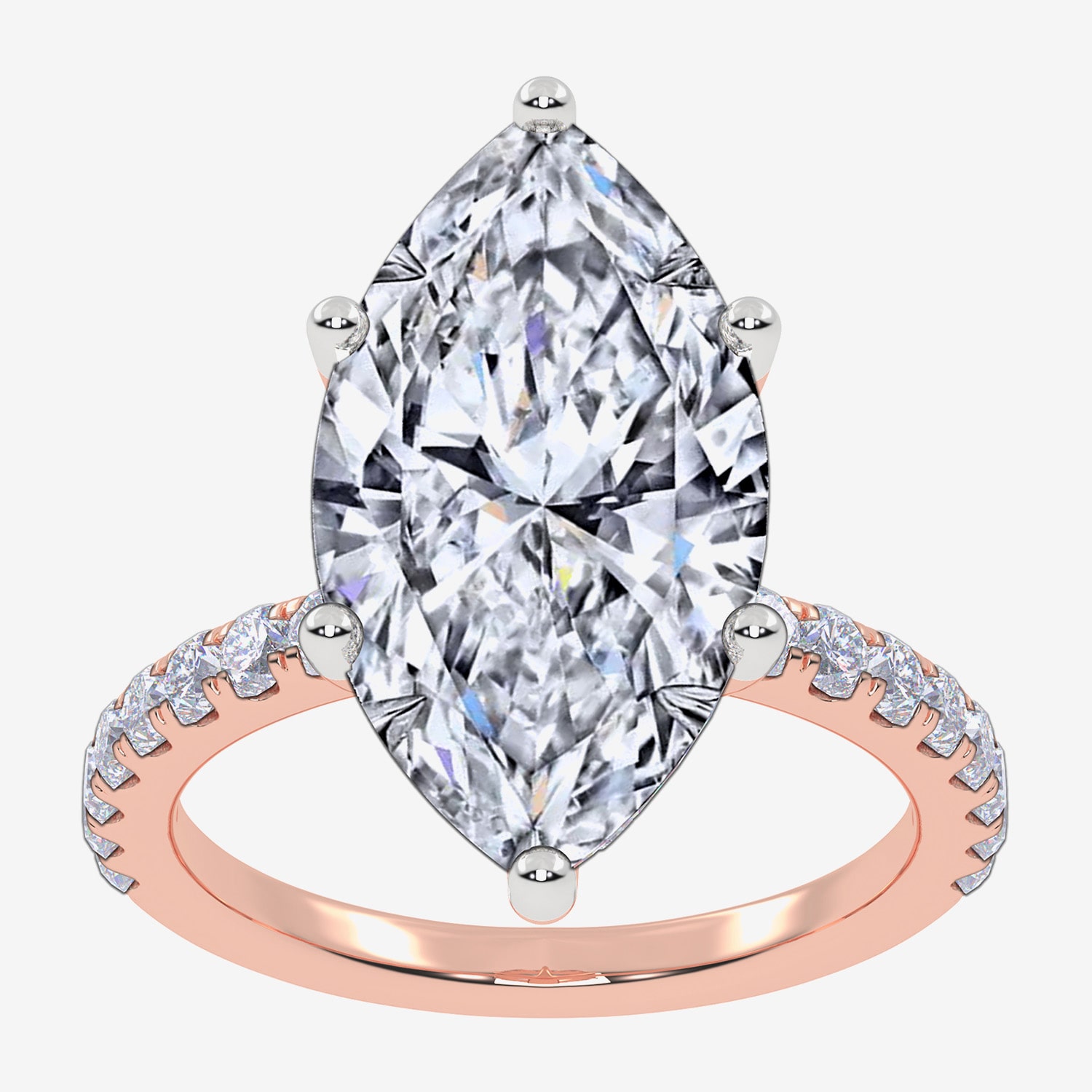 Signature By Modern Bride (F-G / Vs2-Si1) Womens 2 1/2 CT. T.W. Lab Grown White Diamond 10K Gold Marquise Side Stone -Stone Engagement Ring