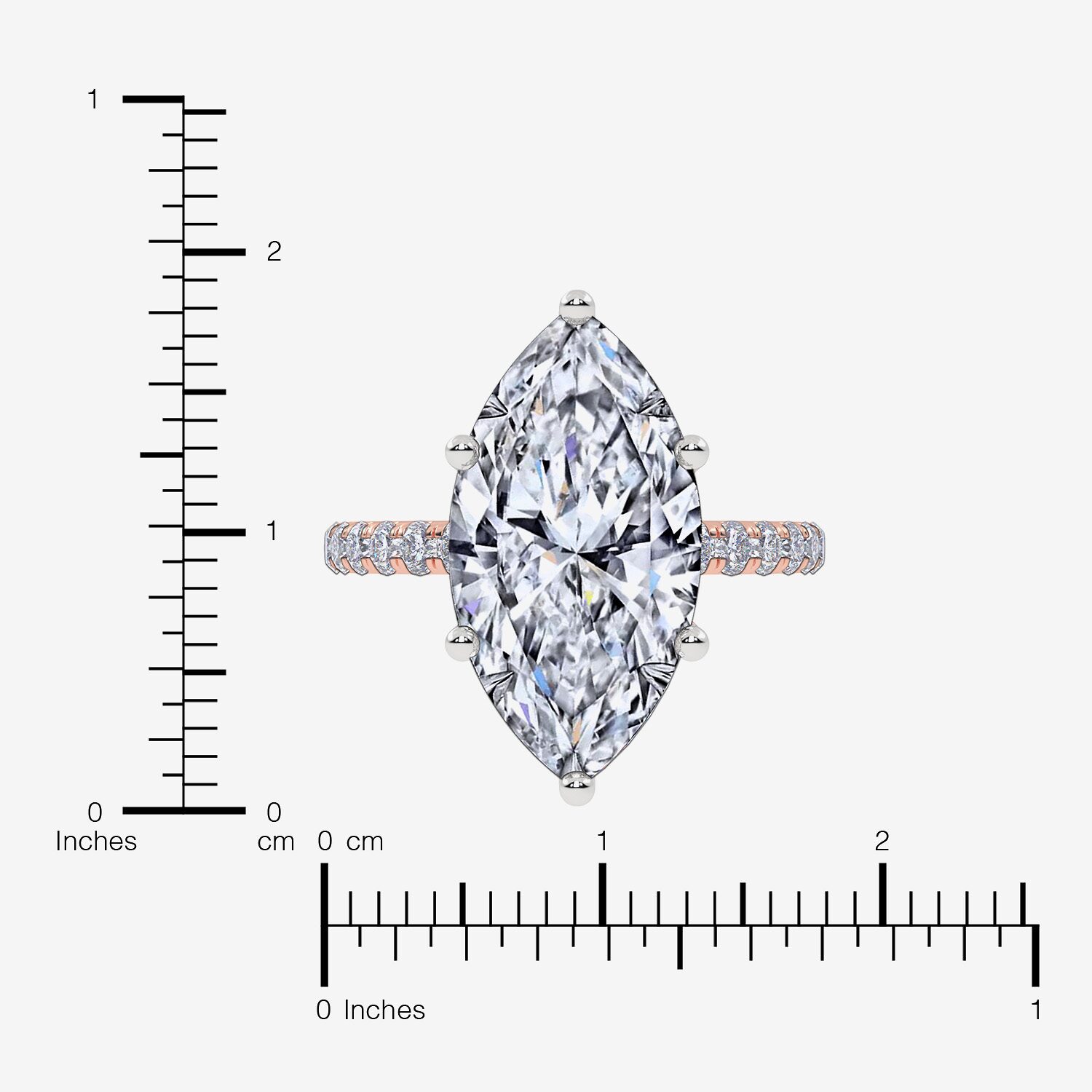 Signature By Modern Bride (F-G / Vs2-Si1) Womens 2 1/2 CT. T.W. Lab Grown White Diamond 10K Gold Marquise Side Stone -Stone Engagement Ring