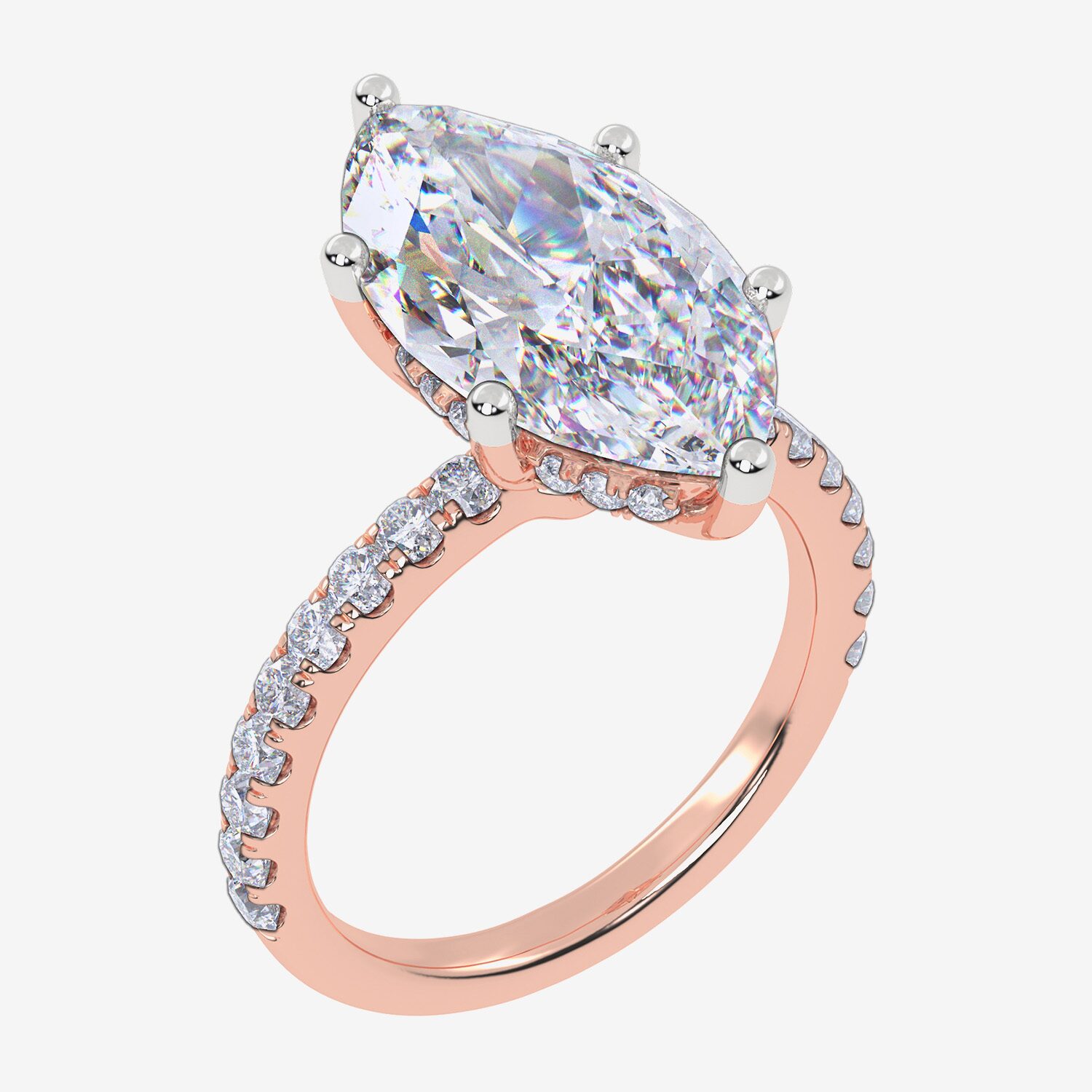 Signature By Modern Bride (F-G / Vs2-Si1) Womens 2 1/2 CT. T.W. Lab Grown White Diamond 10K Gold Marquise Side Stone -Stone Engagement Ring